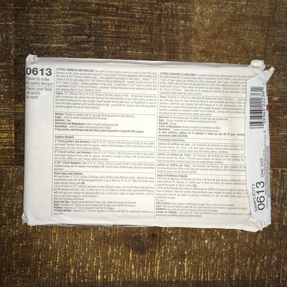 Simplicity Sewing Pattern 0613 Team Spirit Letters Numbers Emblems Cheer UNCUT - Picture 2 of 2